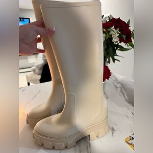 ASOS Cream Knee-High Chunky Rain Boots